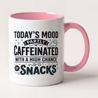 Today's Mood Partly Caffeinated Funny Mug, Coworker Gift Two Tone Mug in Pink