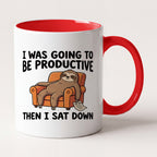 I Was Going to Be Productive Then I Sat Down Sloth Funny Mug Two Tone Mug in Red