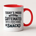 Today's Mood Partly Caffeinated Funny Mug, Coworker Gift Two Tone Mug in Red