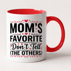 Mom's Favorite Don't Tell the Others Funny Mug, Gift for Mom Two Tone Mug in Red