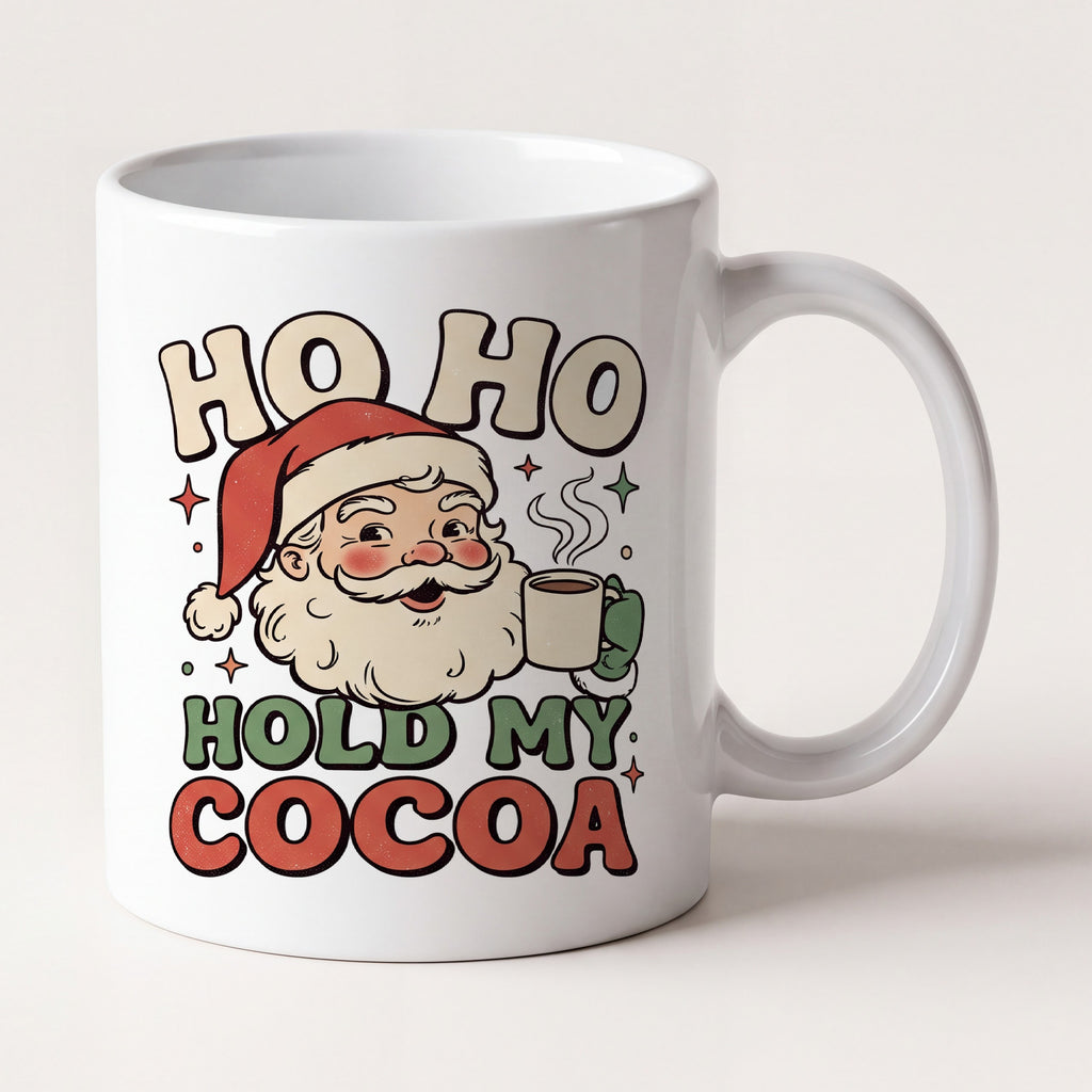 Ho Ho Hold My Cocoa Vintage Santa Christmas Mug mug, front view