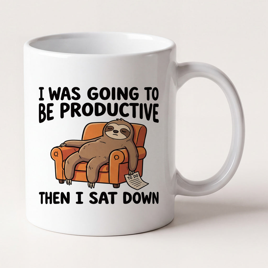 I Was Going to Be Productive Then I Sat Down Sloth Funny Mug mug, front view