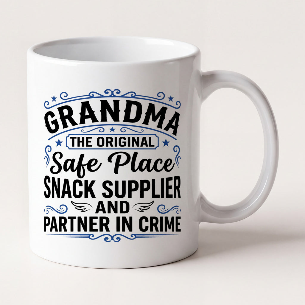 Grandma the Original Safe Place Funny Grandma Mug mug, front view